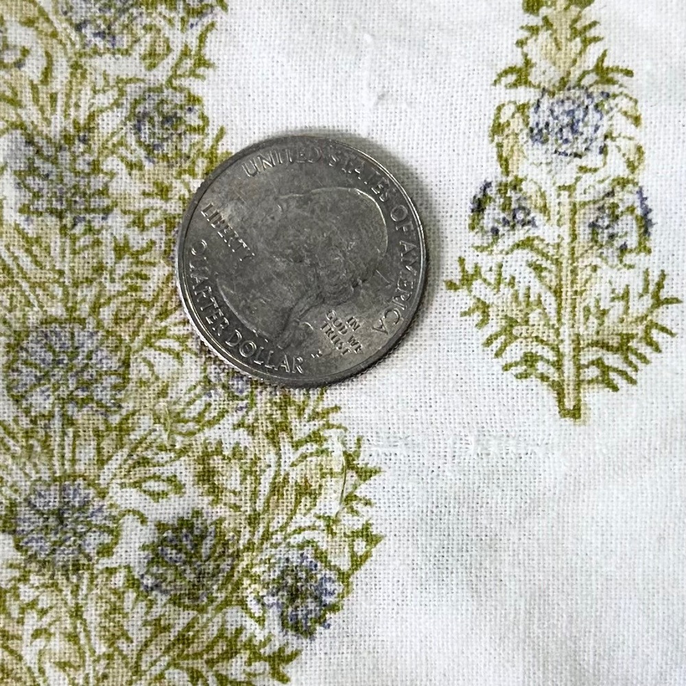 Pottery Barn 18x18 Cotton Pillow Cover White Green Blue Paisley Block Print Boho - Picture 7 of 8